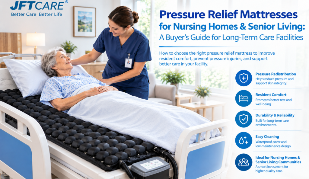 Pressure relief mattress for nursing homes and senior living communities
